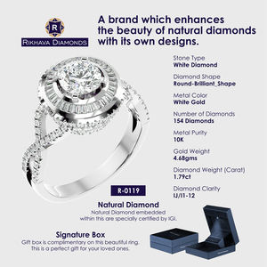 Original nuevo Rikhava 10K oro blanco solitario anillo con elegante diamante Premium Metal pureza elegante anillo de compromiso - Product Image 3