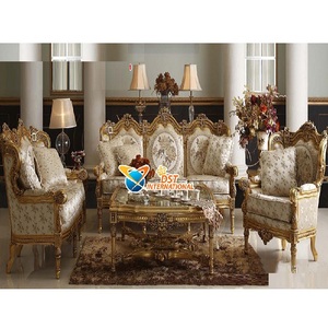 Ensemble de canapés 5 places de style classique moderne avec sculptures dorées royales, mobilier de salon design pour intérieur et extérieur USA - Product Image 1