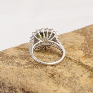 Anillo de boda de piedras preciosas de moldavita de Plata de Ley 925, anillos de compromiso de Zirconia cúbica, diseño de lujo, piedra chapada en oro, joyería fina - Product Image 4