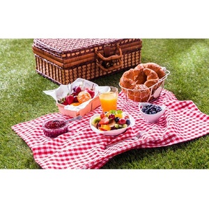 ผ้าห่มปิคนิคผ้าฝ้ายออร์แกนิก100% ได้รับการรับรอง GOTS สำหรับกิจกรรมกลางแจ้งผ้านุ่มกันชื้นพร้อมโฟมพิมพ์โลโก้ตั้งแคมป์ - Product Image 6