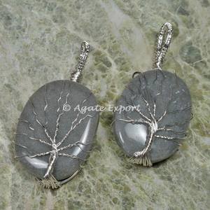 Pendentifs en fil d'argent Aventurine grise - Product Image 5