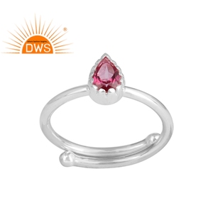 ผู้ค้าส่งลูกแพร์ธรรมชาติรูปสีชมพูบุษราคัมผู้ผลิตเครื่องประดับแหวนแฟชั่นของสาวเงินแท้925 - Product Image 1