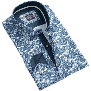 Blue Navy <b>Paisley</b> <b>Mens</b> <b>Shirt</b> - Product Image 1