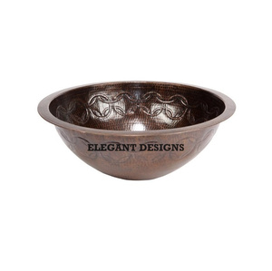 Fregadero de baño de cobre pulido de alta calidad hecho a mano tradicional Simple elegante lavabo piedra Material al por mayor - Product Image 5