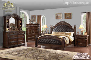 Muebles de dormitorio de tamaño real francés, conjunto de dormitorio de lujo antiguo, Rey, blanco - Product Image 3