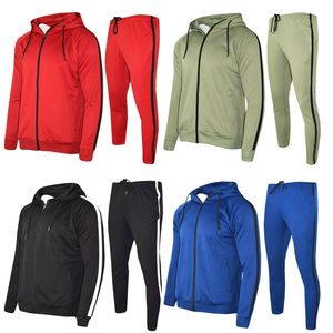 Survêtement personnalisé printemps pour hommes et femmes, 100% polyester doux, coupe ajustée, pantalon de jogging, sweat à capuche zippé, taille élastique extensible dans quatre sens - Product Image 1