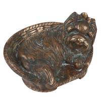 Sculptures de figurines de chien Yorkshire Terrier assis dans un panier, en laiton antique fait main, pièces de décoration, articles cadeaux
