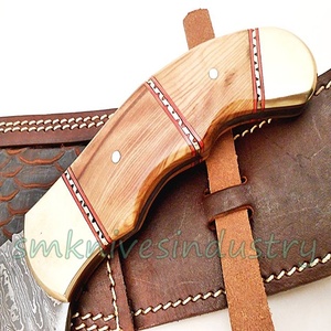 Hecho a mano de acero de Damasco de caza rastreador cuchillo hermosa vaca mango de madera cuchillo (smk1702) - Product Image 6