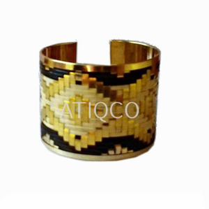 Atiqco Women's Classic Ball Shape Antique Gold Plated <b>Copper</b> Alloy Cuff <b>Bangles</b>-Wholesale Export From Uttar Pradesh India - Product Image 2