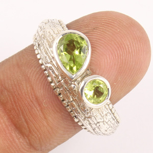 Bague naturelle Unique ronde poire facettes pierres précieuses mariage fiançailles bague délicate pour les femmes prix de gros vert péridot - Product Image 1
