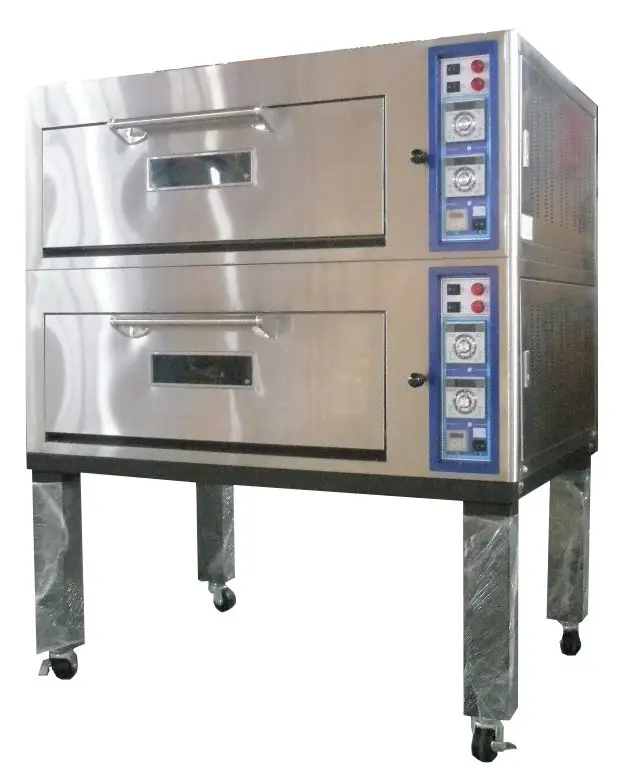 Biskuit Roti Pita Pizza Membuat Mesin Profesional Deck Oven Industri Suhu Tinggi 2 Dek 4 Nampan Baking Oven untuk Dijual