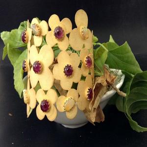 Pulsera de plata de ley 925 Unisex con forma de flor, turmalinas Jali chapadas en oro, venta al por mayor, para uso diario, ajustable - Product Image 2