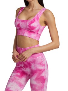 Sujetador deportivo con estampado de tinte de corbata rosa más popular para mujer - Product Image 4