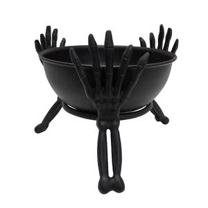 Wholesale Bulk High Quality Metal Round Bowl With Stand Hand Bone Design For Table <b>Top</b> Decorative <b>Halloween</b> Handmade - Product Image 2