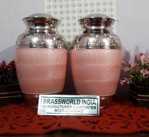 High Quality ALUMINIUM CREMATION URN ROSE ENGRAVED COLOURFUL FUNERAL SUPPLIES Brassworld India <b>Keepsakes</b> <b>ASHES</b> Memorial - Product Image 3