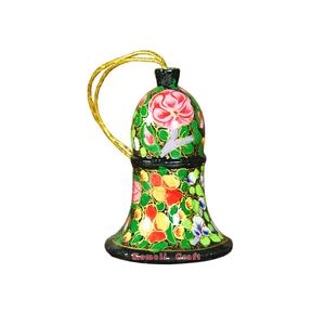 ดอกไม้สีเขียวไม้อินเดียเครื่องประดับคริสต์มาสระฆังตกแต่ง - Product Image 1