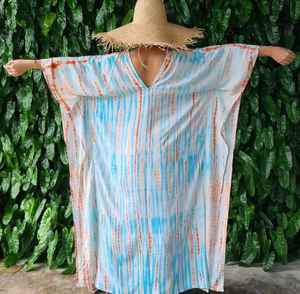 Tela de rayón con cuello en V para mujer, caftán gitano elegante de Batik Tie Dye, mangas cortas, ajuste suelto, cómodo, última colección - Product Image 2