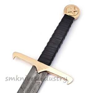 Épée en forme de cœur Lion de damas, 40 pouces, belle épée à Double bord en acier, prête à la chasse, housse fourreau, smk61 - Product Image 3