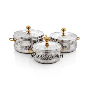 Olla de doble pared con acabado antiguo, superventas, cazuela de lujo, forma redonda, calentador de alimentos de Metal de mesa - Product Image 5