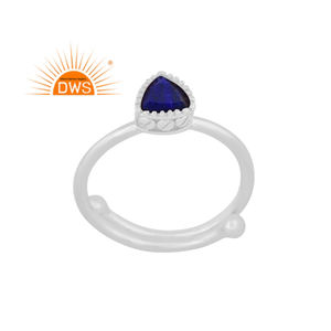 Anillo de Plata de Ley 925 con Lapislázuli Natural, Diseño Triangular, para Mujer, Fabricante de Joyería, Superventas 2026 - Product Image 1