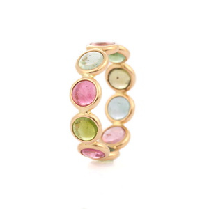 Anillo de oro amarillo de 18 quilates con gemas de turmalina Natural, joyería fina hecha a mano, para regalo de cumpleaños - Product Image 3