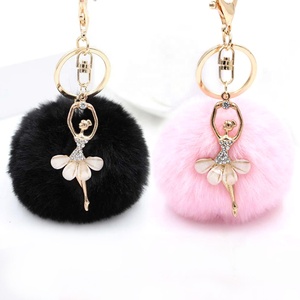 Nhà Máy Hàn Quốc Phong Cách Keyring Phụ Nữ Fluffy Keychain Mềm Puffy Đồ Chơi Plush Keychain Với Khiêu Vũ Cô Gái Mặt Dây Chuyền - Product Image 1