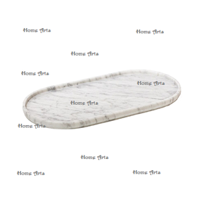 Plateau à nourriture en marbre de qualité supérieure, design classique, forme ovale, plateau de service pour le thé et le café à prix abordable - Product Image 1