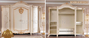 Mobilier classique de lit et de chambre à coucher en bois sculpté à la main Mobilier de chambre à coucher luxueux en bois de teck à vendre Ensemble de chambre à coucher européen de grande taille - Product Image 3