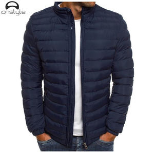 Veste d'hiver matelassée bleue mince et élégante en polyester décontractée coupe-vent respirante à capuche - Product Image 2