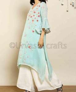 Kurtis กับ Palazzo แฟชั่นร้อนดู Flares แขน V คอปัก Kurti - Product Image 2