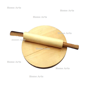 Conception avantageuse Rouleau à pâtisserie et planche Ensemble Chakla Belan de forme ronde en bois fait à la main pour la cuisine - Product Image 3