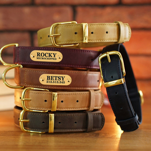 Collier de chien en cuir personnalisé avec plaque de nom, accessoire gravé, pour animaux de compagnie, chiot - Product Image 1