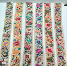 Rubans à thème Floral ethniques indien, couleurs et tailles assorties pour les robes de mariée, avec large main brodée, personnalisé, 2 pouces, pièces - Product Image 4
