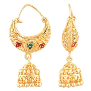 Produsen Perhiasan Tradisional India Chandbali India Anting-Anting Menjuntai Jhumka Hoop Pemasok