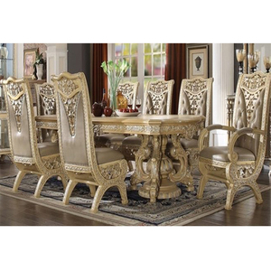 Juego de comedor real de madera de teca, 8 asientos, mesa de comedor de lujo y sillas de 8 asientos - Product Image 1