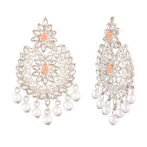 Liffly — ensemble de bijoux indiens en cristal, Kundan, en fausse perle, ras du cou, collier de mariée, argent et pêche - Product Image 5