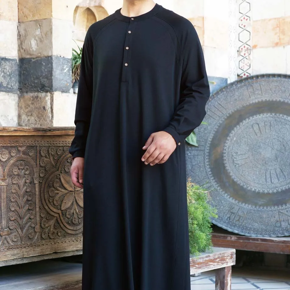 Top Quality Short Sleeve Muslim Arab Turkish Kaftan Robe Islamic Clothing Mens Thobe