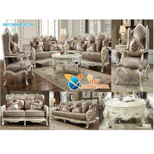 Conjunto de sofás tallados en blanco y victoriano para el hogar, conjunto de sofás de lujo tallados, estilo moderno, para sala de estar - Product Image 1