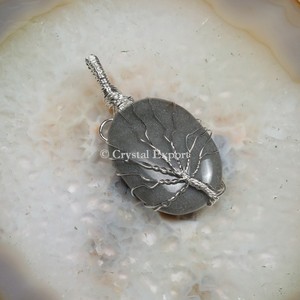 Grey Aventurine <b>Tree</b> Shape Wire Wrap Pendants - Product Image 1