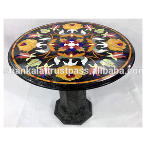 แฮนด์เมดหินอ่อนสีดำทึบ Pietra Dura ออกแบบโต๊ะกาแฟพร้อมฐาน - Product Image 1