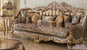 Conjunto de sofá tallado a mano, mueble turco clásico de 5 plazas, estilo francés, para sala de estar, juego de sofá tallado a mano de estilo europeo - Product Image 2