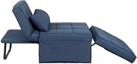 Canapé-lit inclinable multifonctionnel Fauteuil lounge pouf pliant moderne en tissu bleu Lit d'invité dormeur Salon bas en métal
