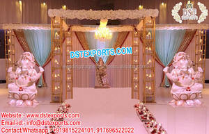 Couronne de mariage traditionnelle indienne du sud-indien, socle superbe pour mariage, célébration de mariage, 4 pièces - Product Image 4