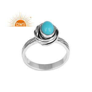 Anillo apilable de turquesa de Arizona Natural de plata esterlina oxidada para mujer, joyería para mujer, regalo para ella - Product Image 1