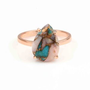 2025 Meilleure vente Sterling fait à la main éternité Vermeil Partywear naturel Turquoise opale cuivre pierres précieuses bague en argent pour les femmes cadeau - Product Image 1