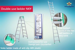 บันไดอลูมิเนียม VIETLADDERS แบบพับได้ ล็อคด้วยมือ สีเขียวเงิน 2x4 ขั้น สำหรับใช้ในบ้าน - Product Image 4