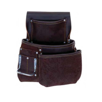 Sac à outils portable en cuir véritable marron, robuste et durable, de haute qualité, personnalisable OEM