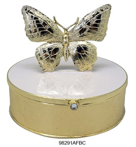 Caja de Joyería Cuadrada de Aleación de Zinc con Mariposa y Esmalte de Colores, Personalizada al por Mayor, 10.8x12.0x9.6cm - Product Image 1