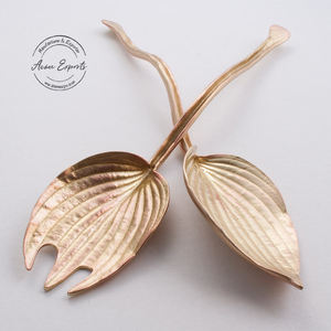 Meilleur Offres Spéciales de service à salade fini mat en laiton de taille standard Ensemble de 2 cuillères de service personnalisées au design vintage pour cadeaux d'affaires - Product Image 2