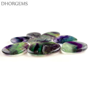 Cabujones de Fluorita Multicolor Dhorgems al por Mayor, Cristales de Fluorita Natural Lisos, Piedras Preciosas Sueltas, Cortes Ovalados/Pera/Triangulares de Fantasía - Product Image 2